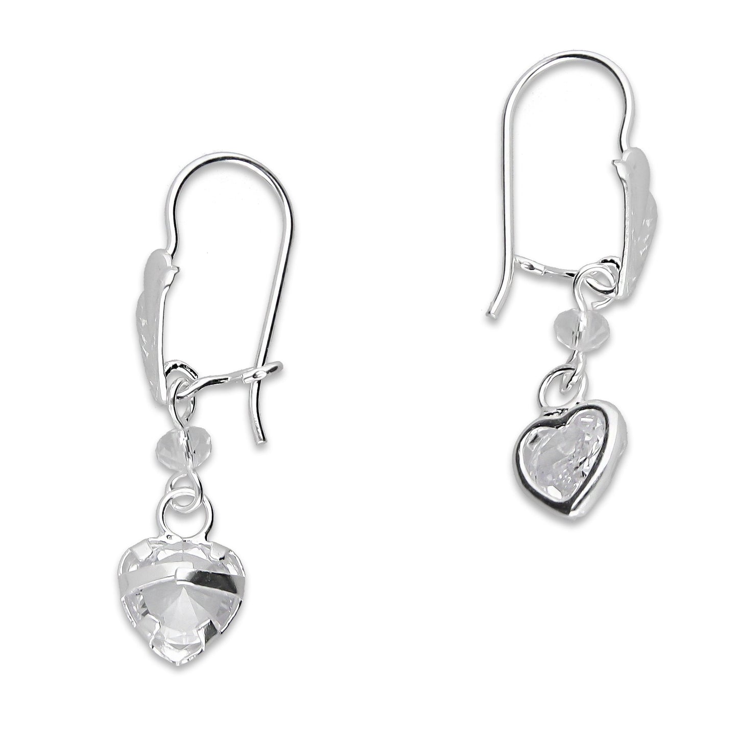LPAA018 Aretes De Arillo Dama Hojita con Corazón Zirconia Blanca en Plata .925 MLM5165619194