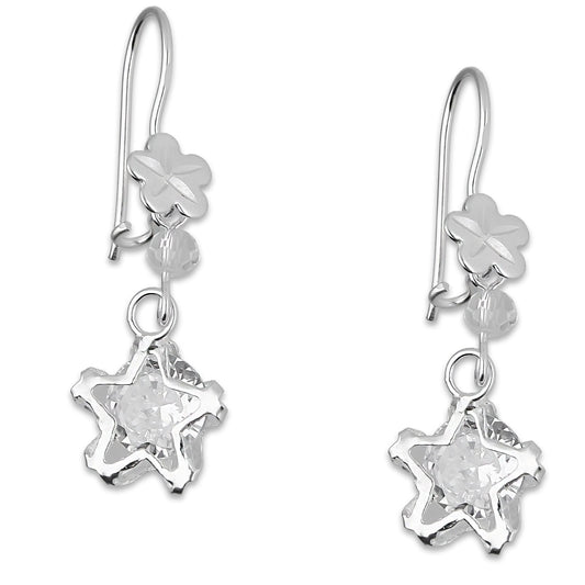 LPAA024 Aretes De Arillo Dama Estrella Colgante con Zirconia Blanca en Plata .925 MLM5165619058