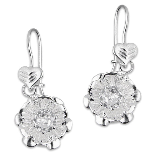 LPAA027 Aretes De Arillo Dama Clavel Colgante con Zirconia Blanca en Plata .925 MLM5165630160