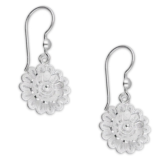 LPAA031 Aretes De Arillo Dama Filigrana Mod Flor Margarita en Plata .925 2976288565