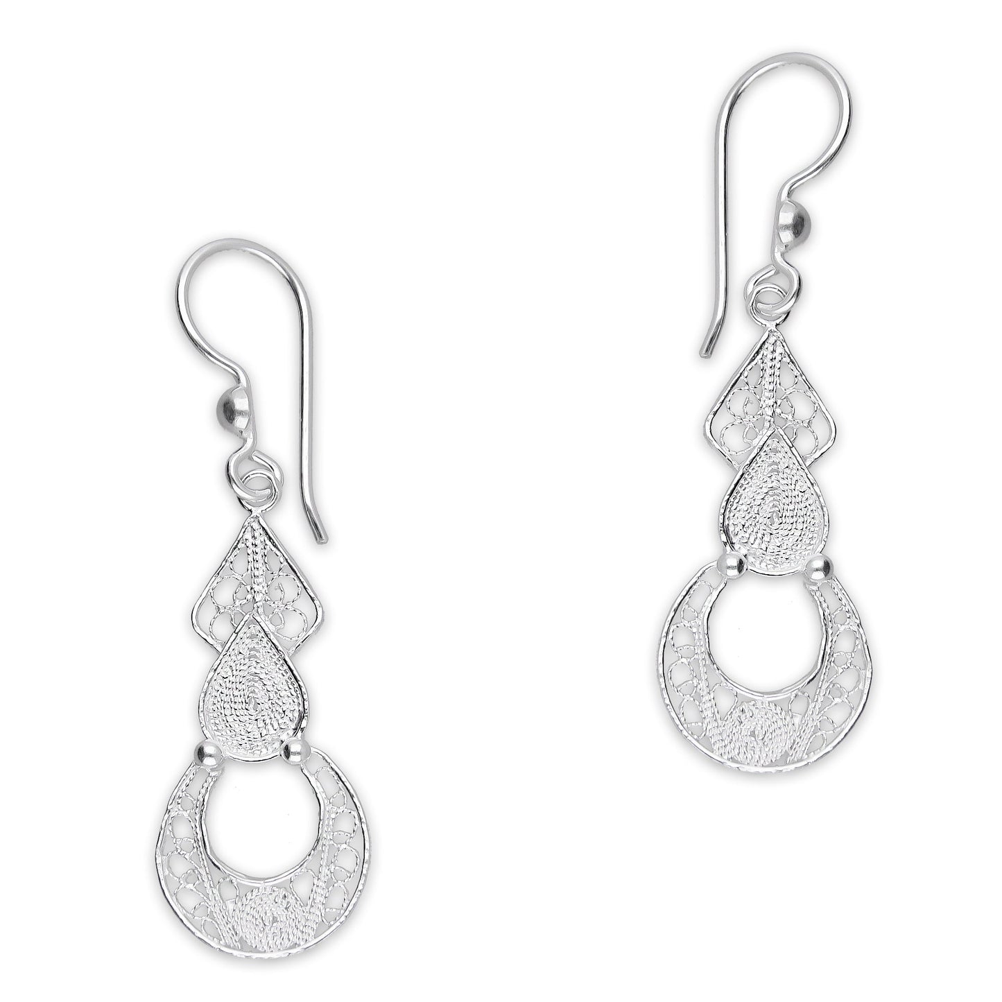 LPAA032 Aretes De Arillo Dama Filigrana Mod Media Luna Colgante en Plata .925 2976262823