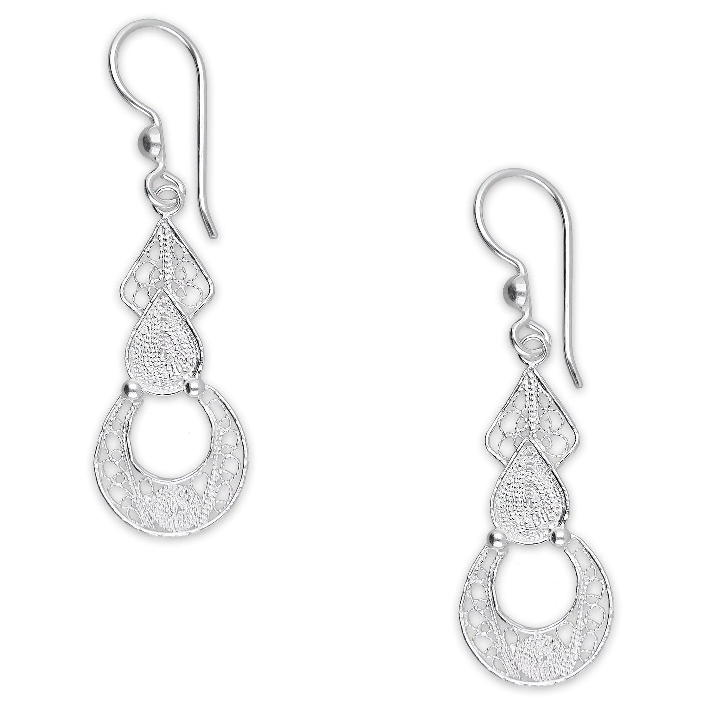 LPAA032 Aretes De Arillo Dama Filigrana Mod Media Luna Colgante en Plata .925 2976262823