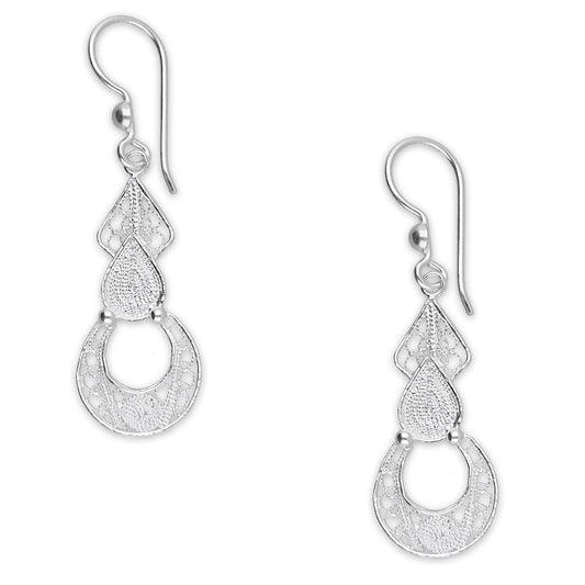 LPAA032 Aretes De Arillo Dama Filigrana Mod Media Luna Colgante en Plata .925 2976262823