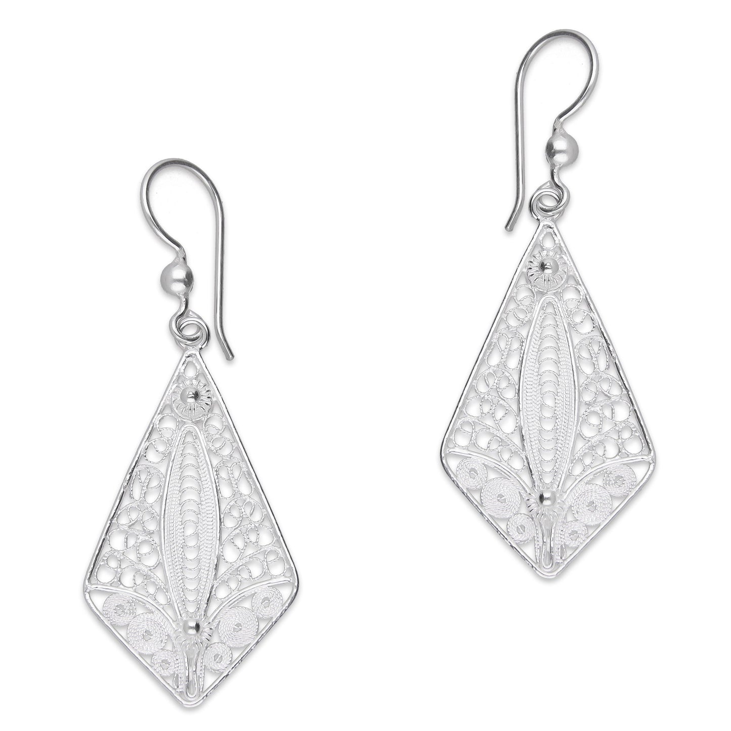 LPAA033 Aretes De Arillo Dama Filigrana Mod Rombo en Plata .925 2976288561