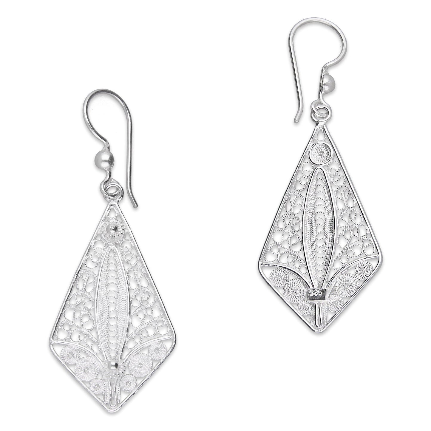 LPAA033 Aretes De Arillo Dama Filigrana Mod Rombo en Plata .925 2976288561