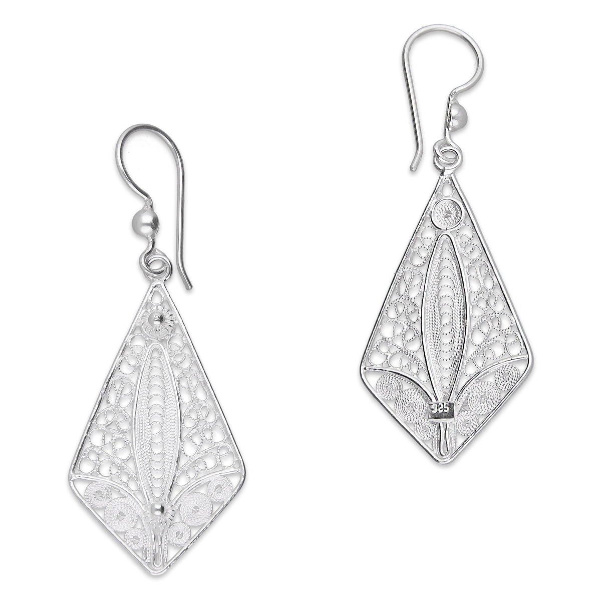 LPAA033 Aretes De Arillo Dama Filigrana Mod Rombo en Plata .925 2976288561