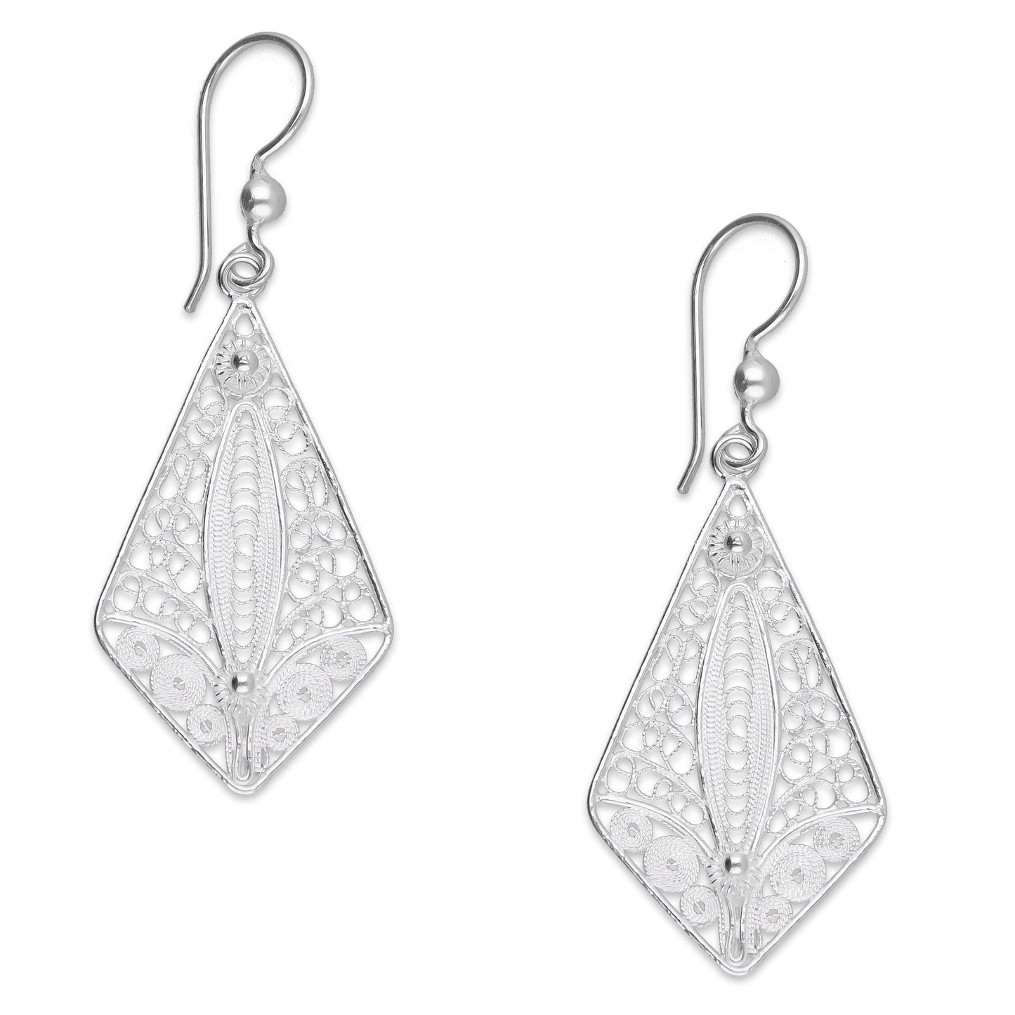 LPAA033 Aretes De Arillo Dama Filigrana Mod Rombo en Plata .925 2976288561