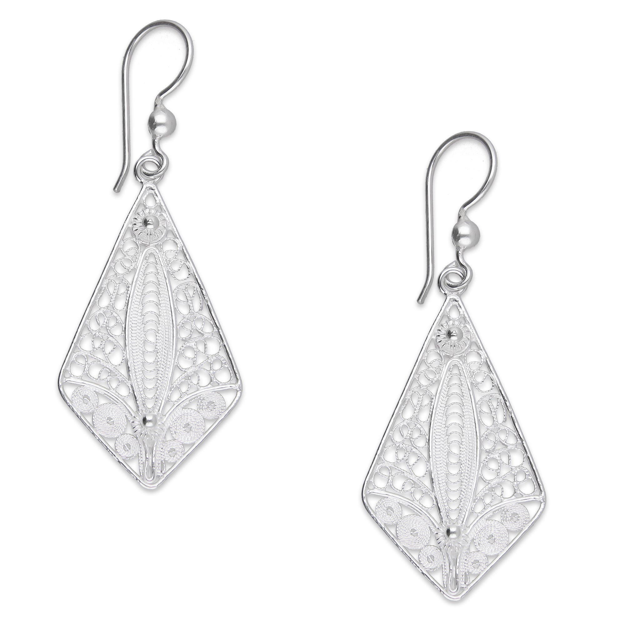 LPAA033 Aretes De Arillo Dama Filigrana Mod Rombo en Plata .925 2976288561