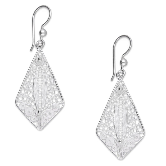 LPAA033 Aretes De Arillo Dama Filigrana Mod Rombo en Plata .925 2976288561