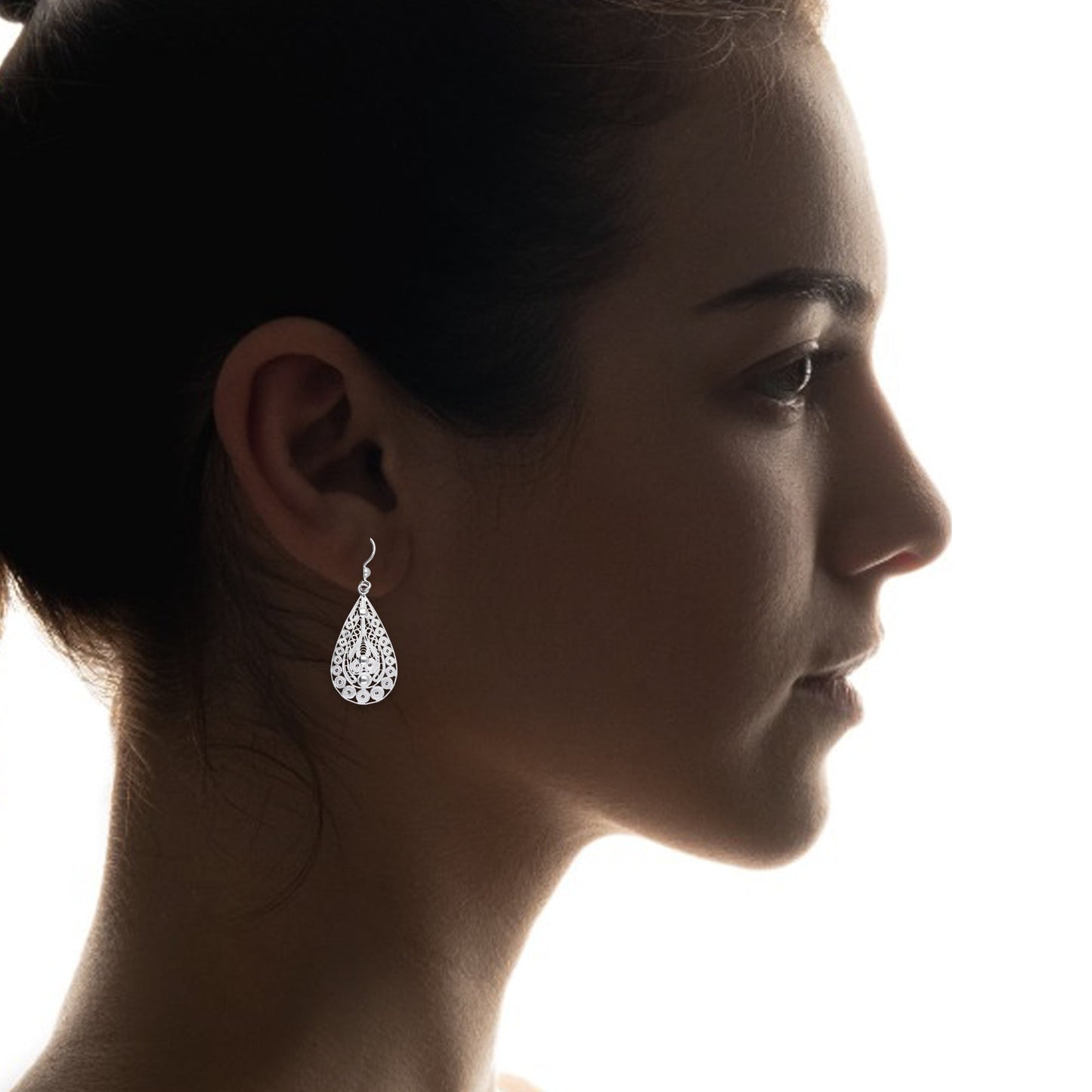 LPAA034 Aretes De Arillo Dama Filigrana Mod Gota en Plata .925 5444635130