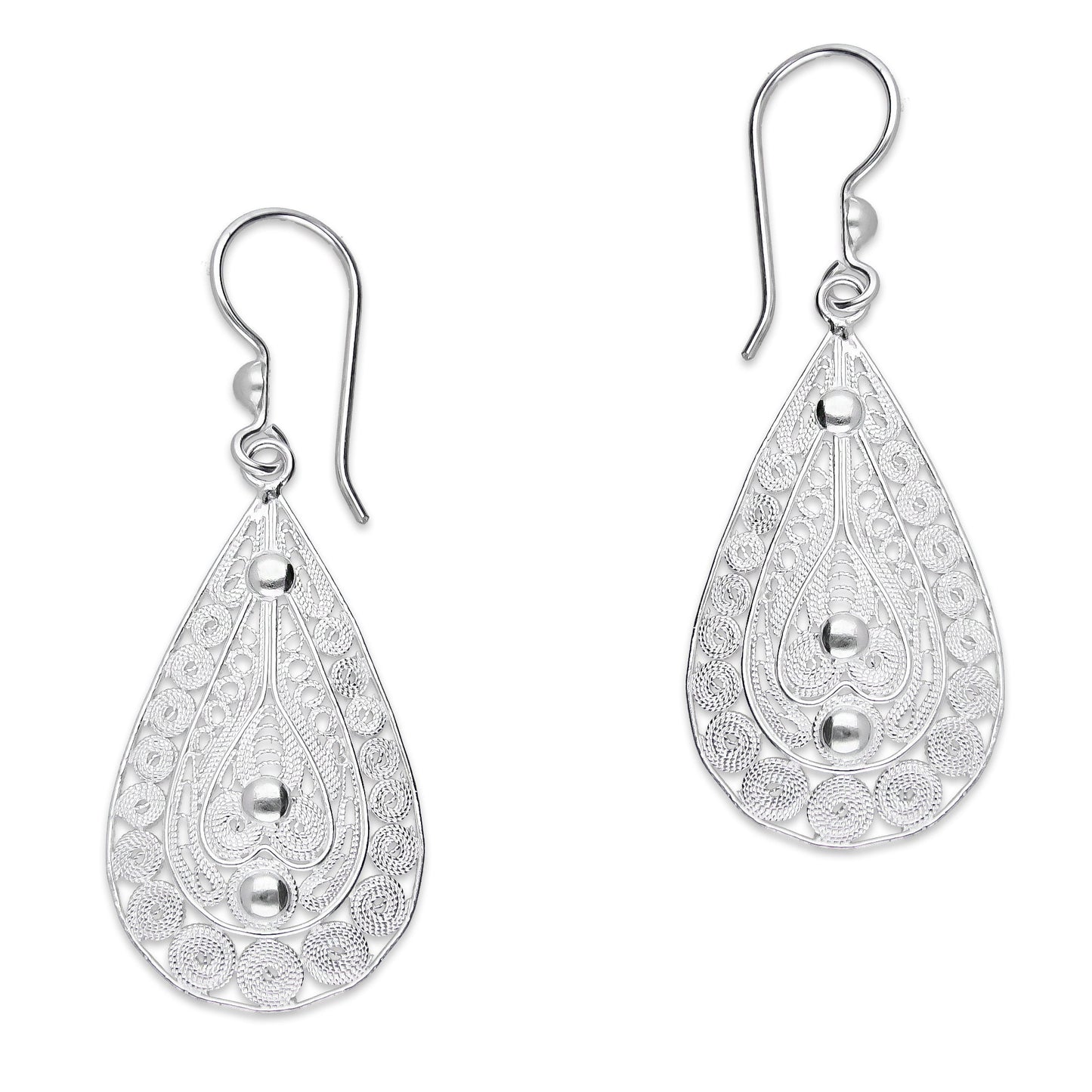 LPAA034 Aretes De Arillo Dama Filigrana Mod Gota en Plata .925 5444635130