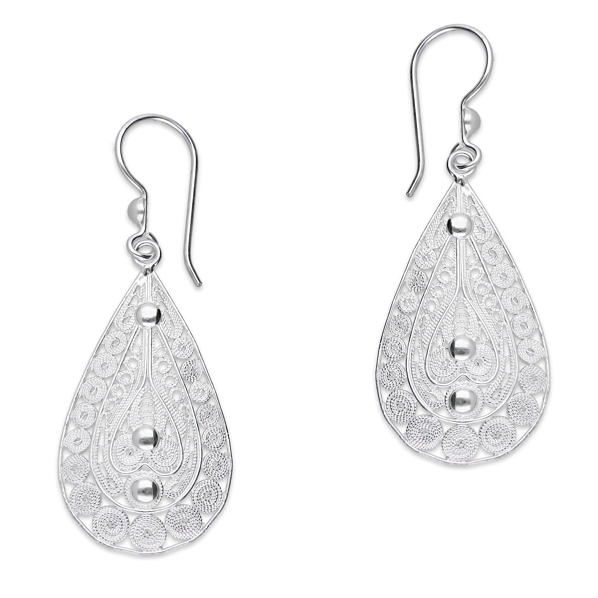 LPAA034 Aretes De Arillo Dama Filigrana Mod Gota en Plata .925 5444635130