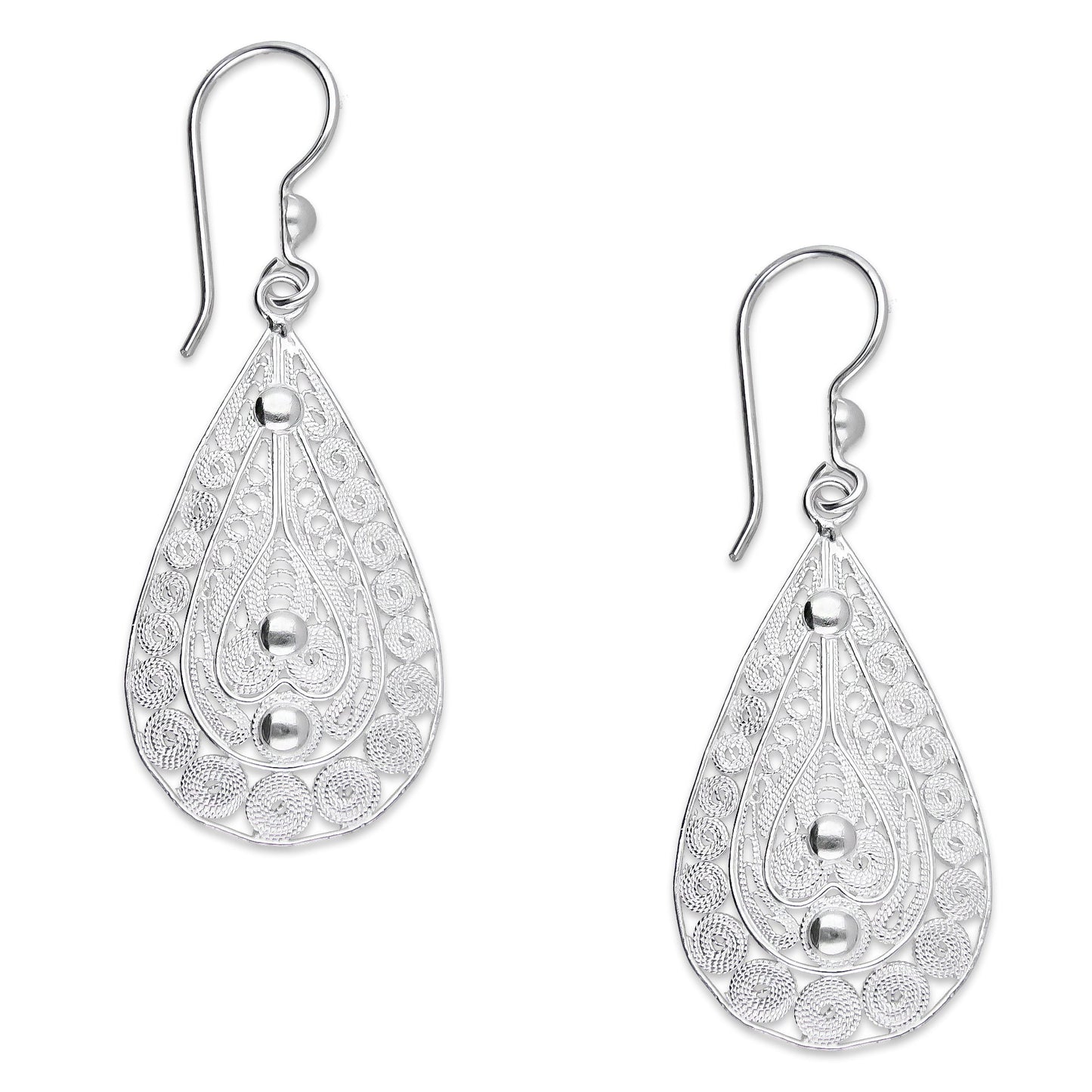 LPAA034 Aretes De Arillo Dama Filigrana Mod Gota en Plata .925 5444635130