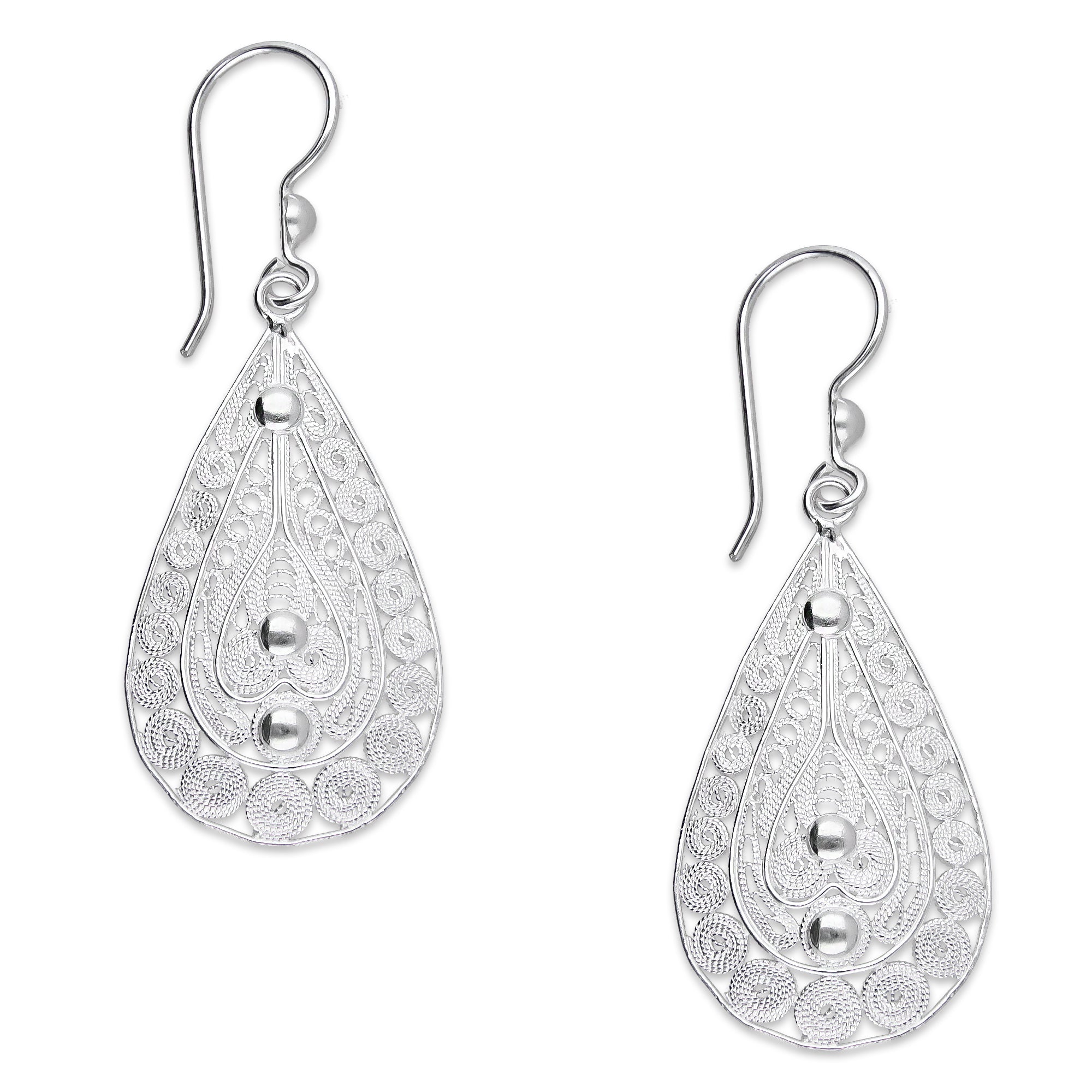 LPAA034 Aretes De Arillo Dama Filigrana Mod Gota en Plata .925 5444635130