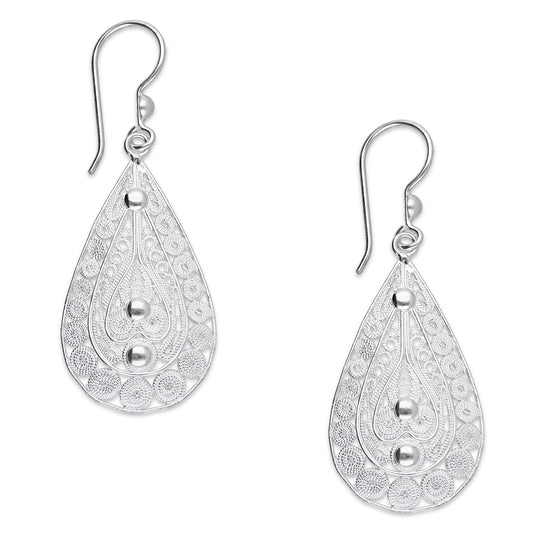 LPAA034 Aretes De Arillo Dama Filigrana Mod Gota en Plata .925 5444635130