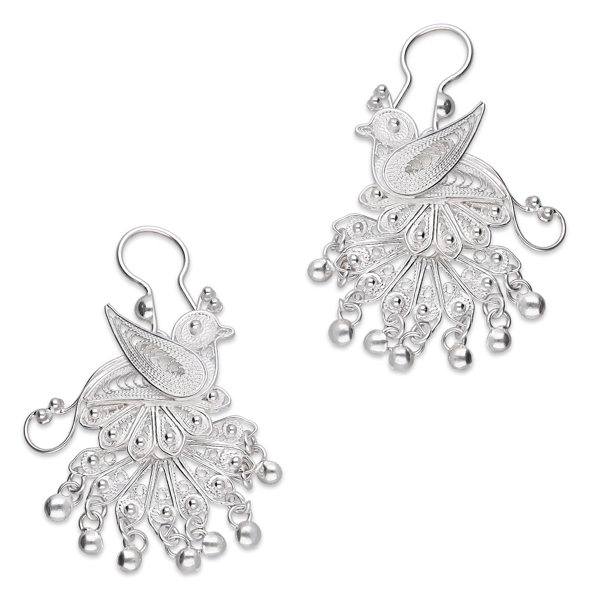 LPAA035 Aretes De Arillo Dama Filigrana Mod Pavorreal Cola Mediana en Plata .925 2976288555