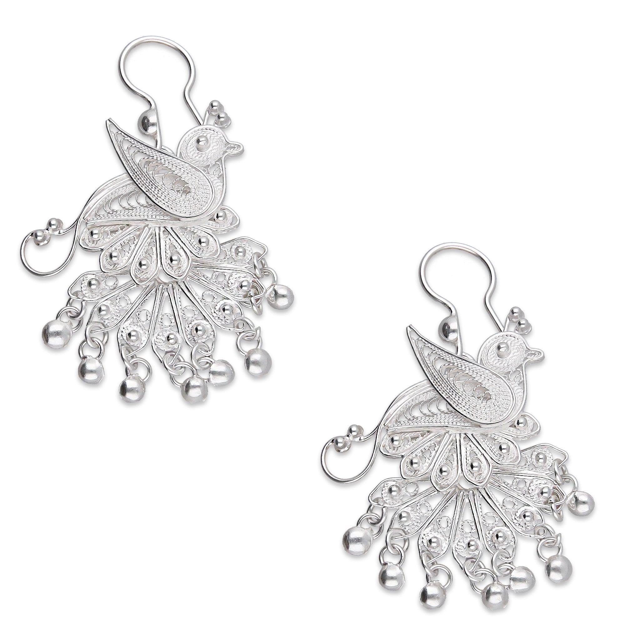 LPAA035 Aretes De Arillo Dama Filigrana Mod Pavorreal Cola Mediana en Plata .925 2976288555