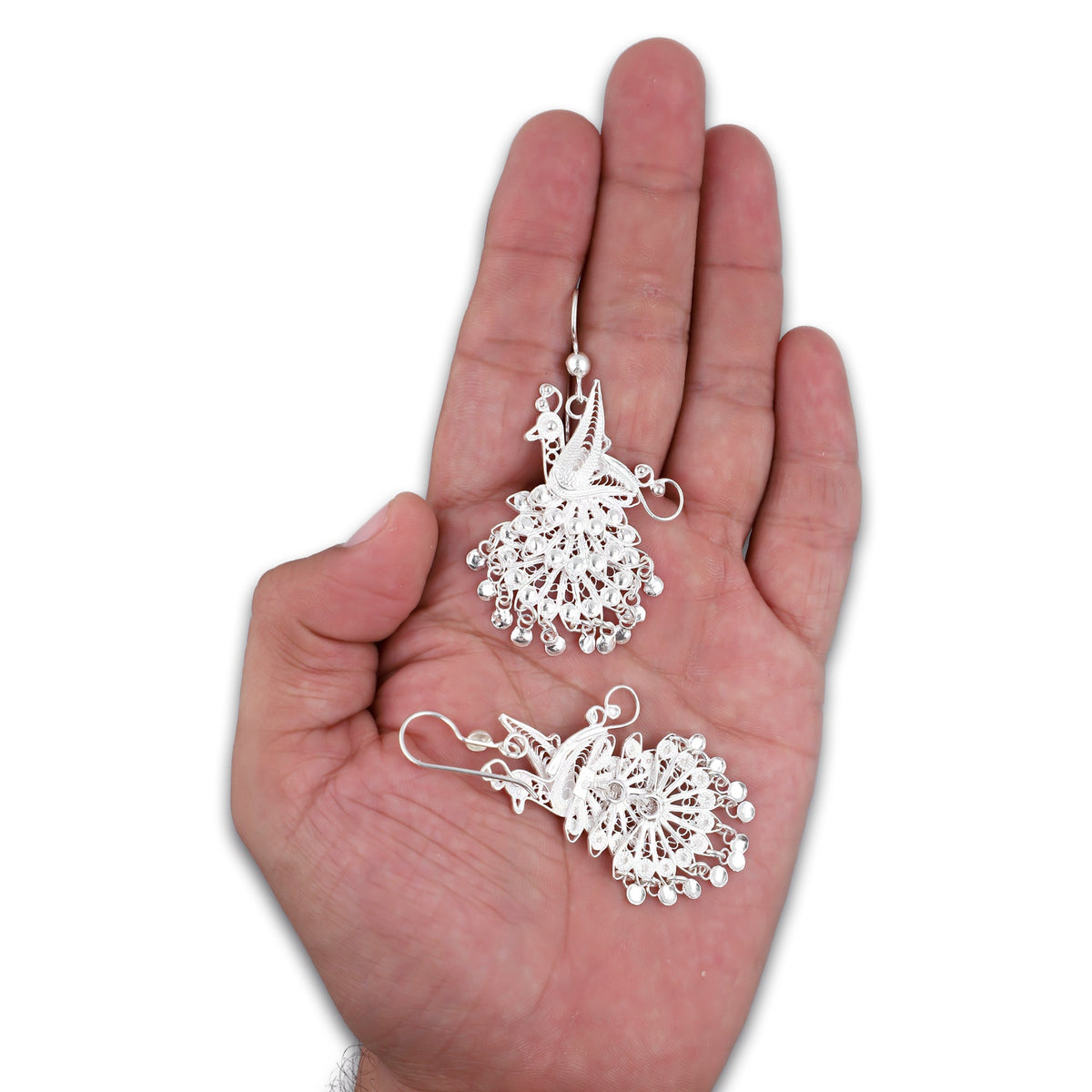 LPAA036 Aretes De Arillo Dama Filigrana Mod Pavorreal Cola Larga en Plata .925 2976288569