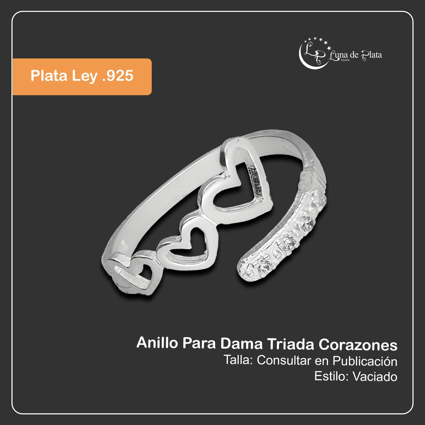 LPAD005 Anillo Para Dama Mod. Triada Corazones 862874779