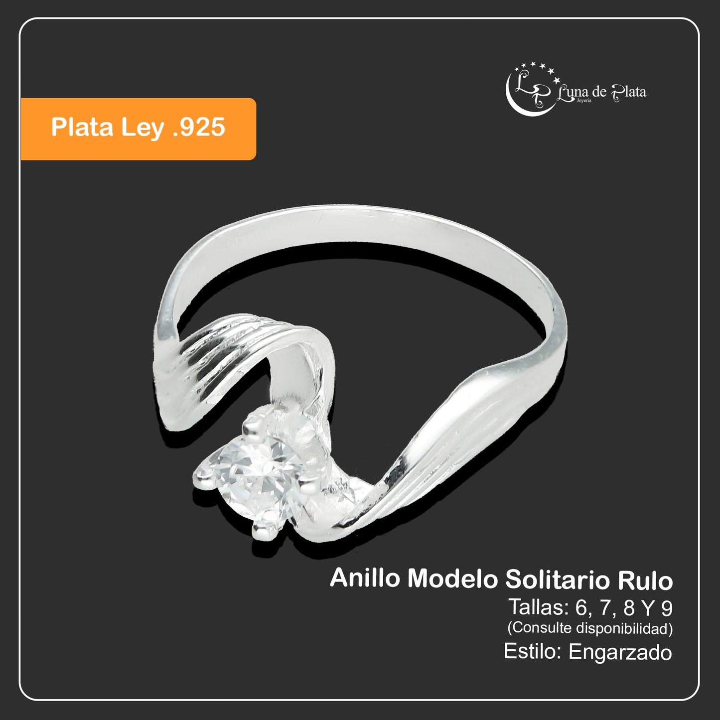 LPAD008 Anillo Para Dama Mod. Solitario Rulo 862889243