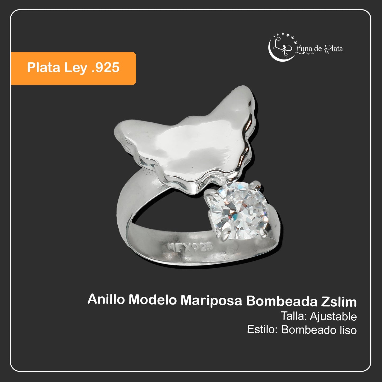 LPAD024 Anillo Plata Mod Mariposa Bombeada Zslim .925 Taxco 952454962