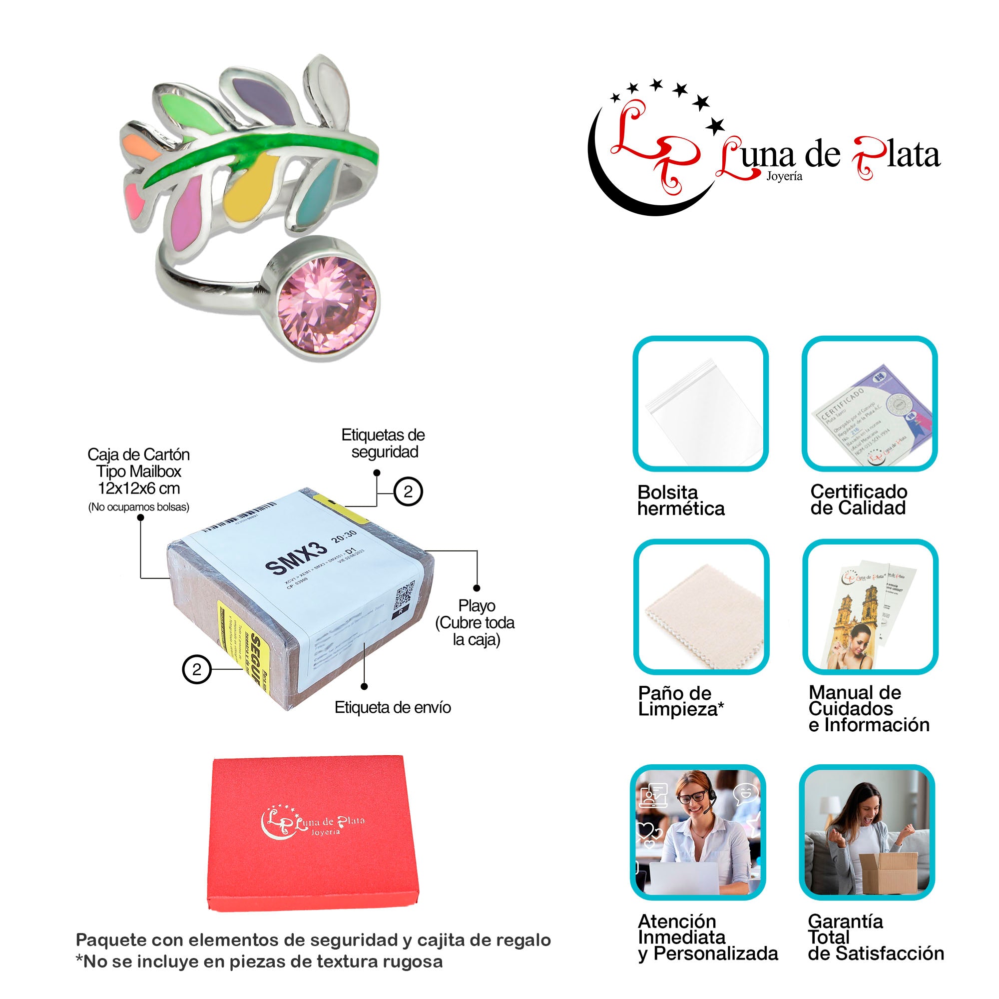 LPAD047 Anillo Guia Multi Piedra Rosa Ajustable Plata .925 Taxco Gro 1448449943