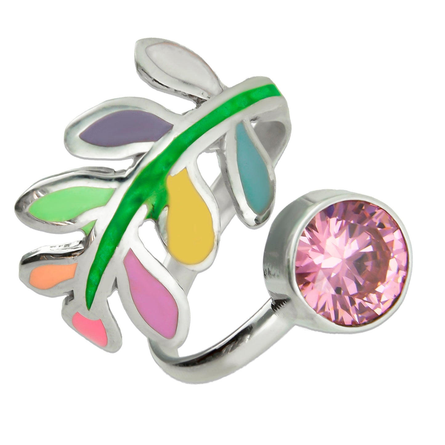 LPAD047 Anillo Guia Multi Piedra Rosa Ajustable Plata .925 Taxco Gro 1448449943