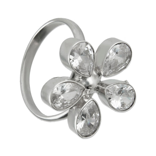 LPAD051 Anillo Flor 5 PG Bco Ajustable Plata .925 Taxco Gro 1480355498