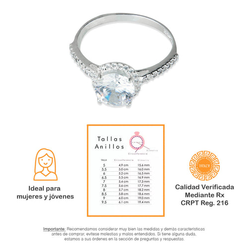 LPAD055 Anillo Modelo Solitario Circulo Pave M Plata .925 Taxco Gro 1981613969
