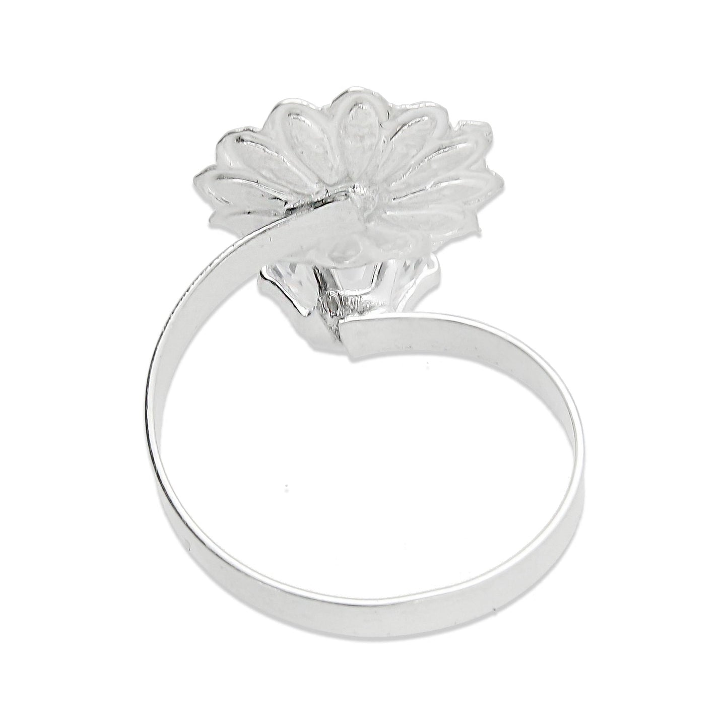 LPAD059 Anillo Ligero Ajustable Girasol Blanco Plata .925 Taxco Gro 2888569242