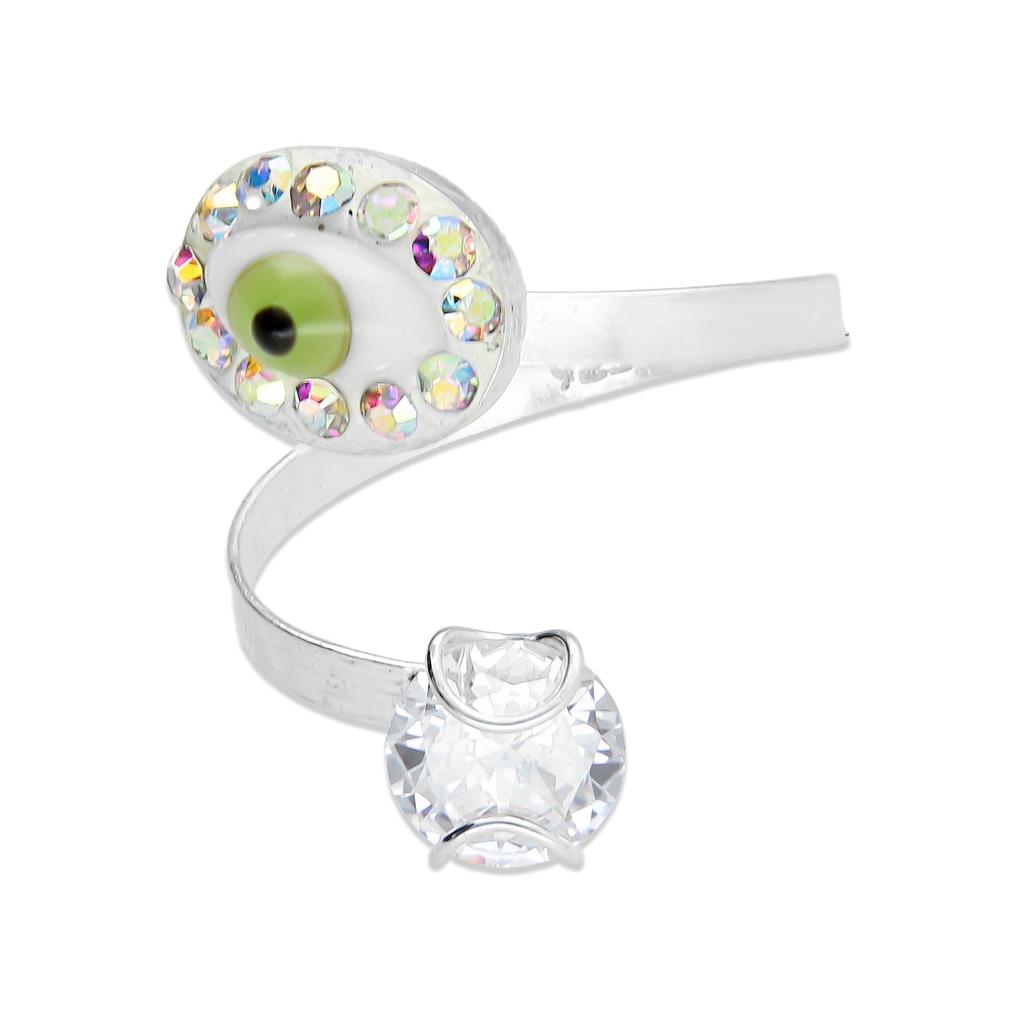 LPAD067 Anillo Ligero Ajustable Ojo Verde Plata .925 Taxco Gro 2022494811