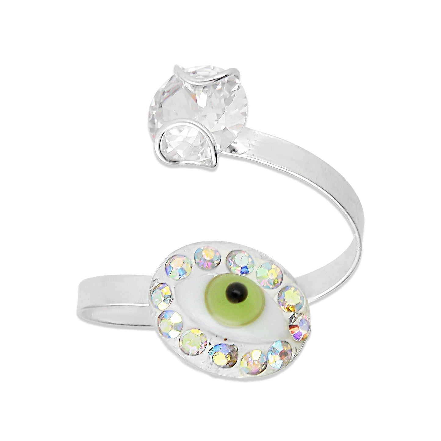 LPAD067 Anillo Ligero Ajustable Ojo Verde Plata .925 Taxco Gro 2022494811