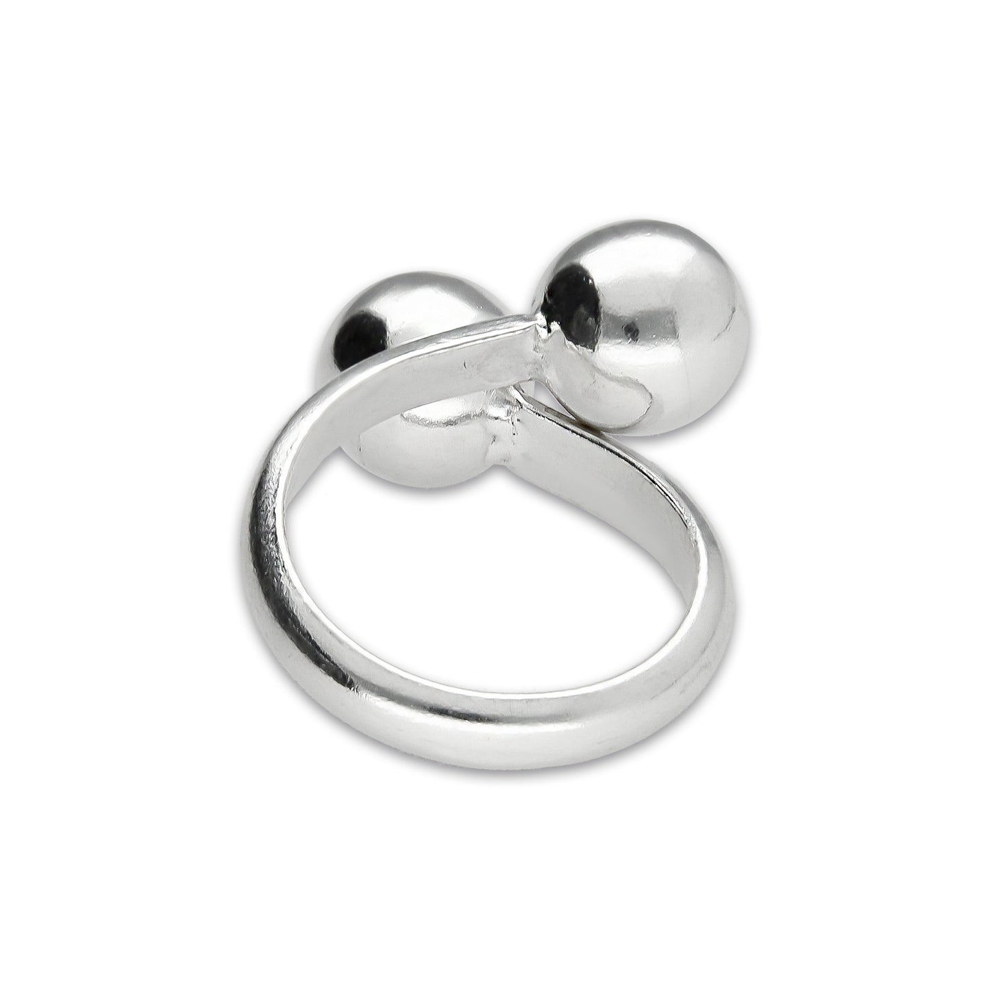 LPAD073 Anillo Modelo 2 Bolas Lisas Grueso Plata .925 Taxco Gro 3215843270