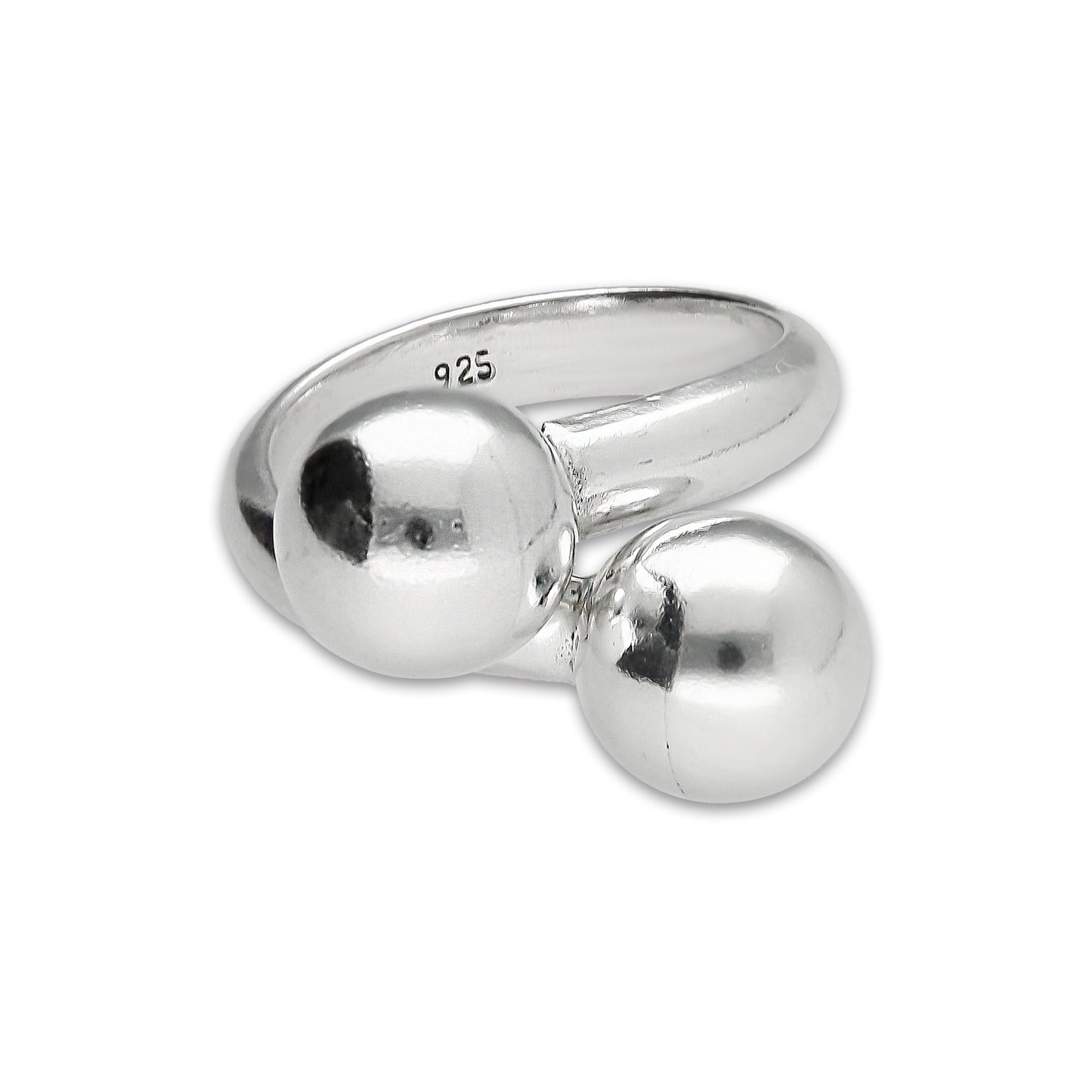 LPAD073 Anillo Modelo 2 Bolas Lisas Grueso Plata .925 Taxco Gro 3215843270