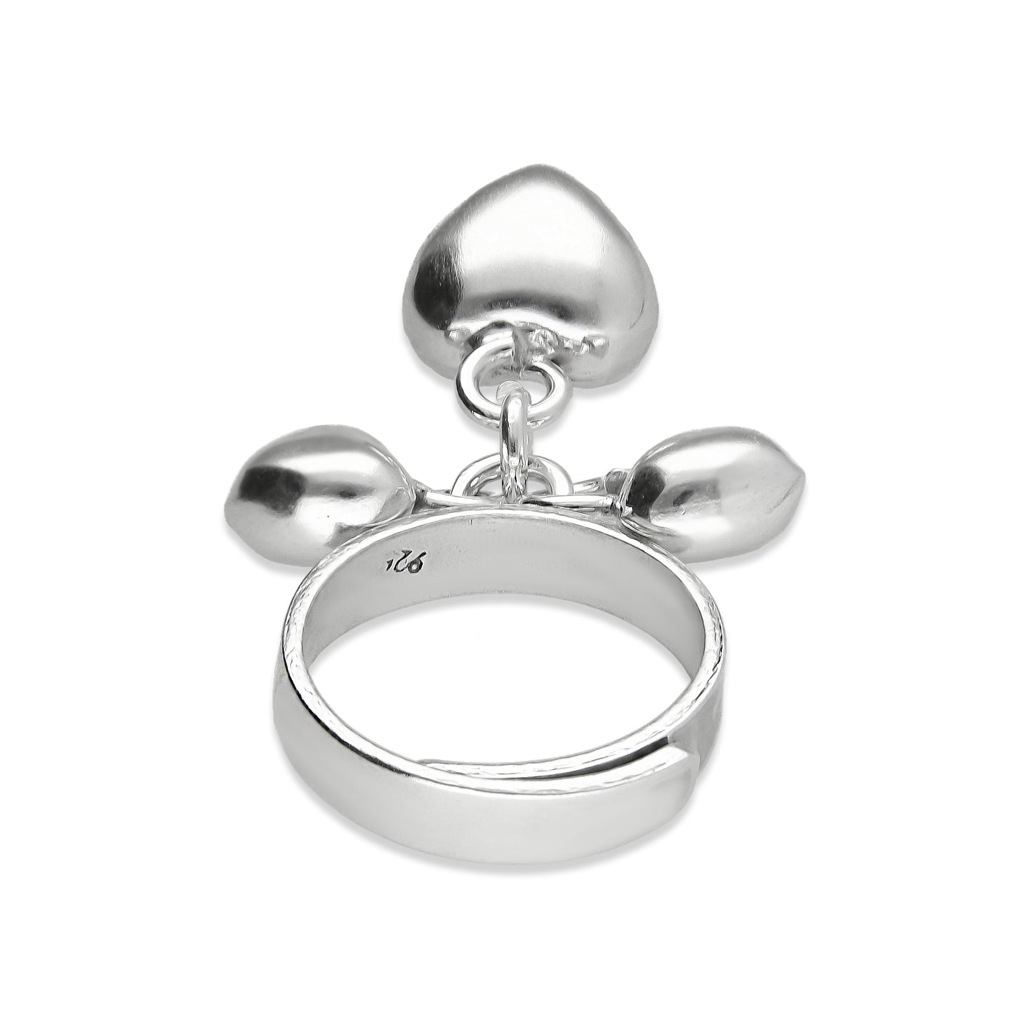 LPAD077 Anillo Corazones Bombeados Colgantes Plata .925 Taxco Gro 2098769403