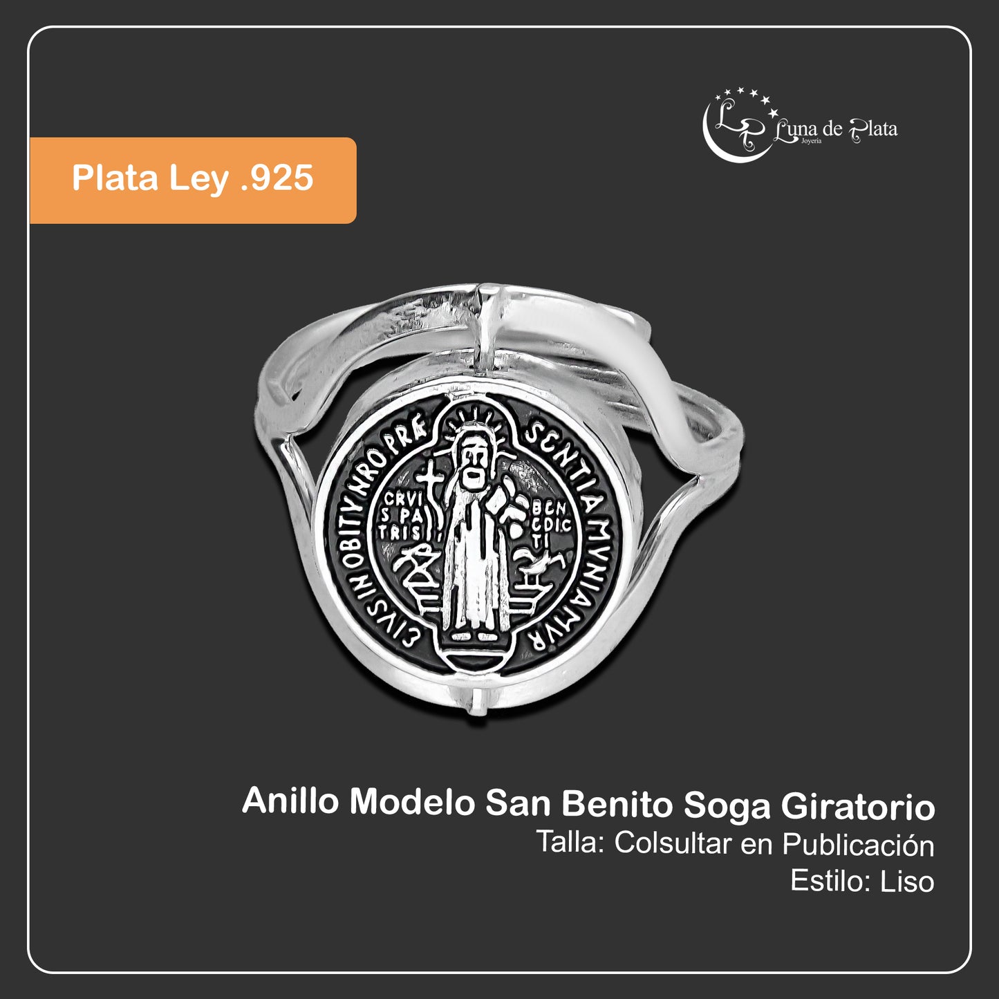 LPAD079 Anillo Modelo San Benito Soga Giratorio Plata .925 Taxco Gro 2098796911