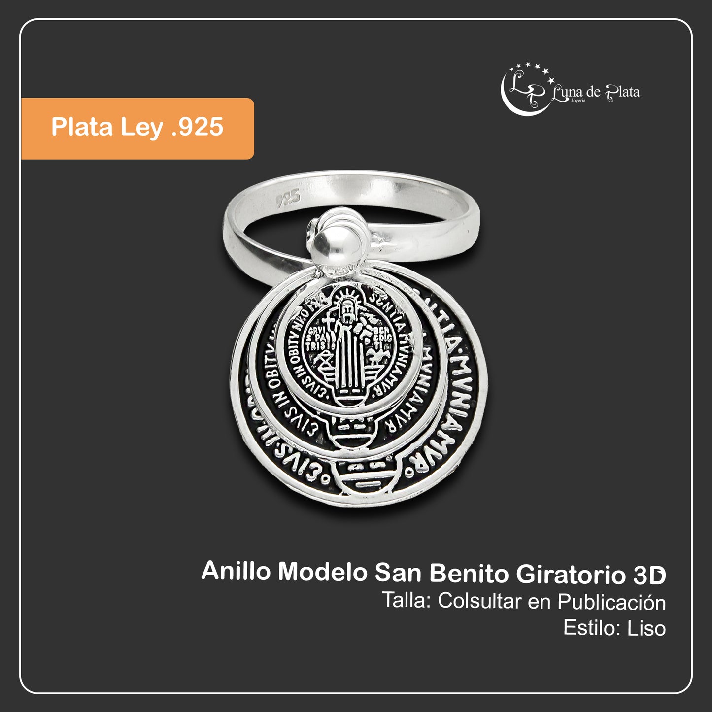 LPAD081 Anillo Modelo San Benito Giratorio 3D Plata .925 Taxco Gro 2098824785