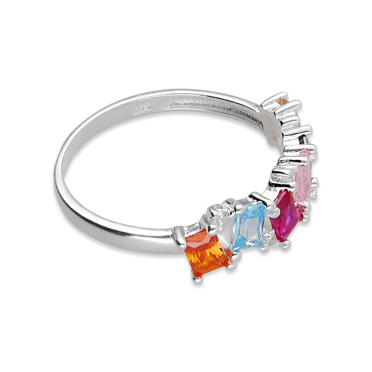 LPAD085 Anillo Modelo Baguete Multicolor Plata .925 Taxco Gro 2115543967