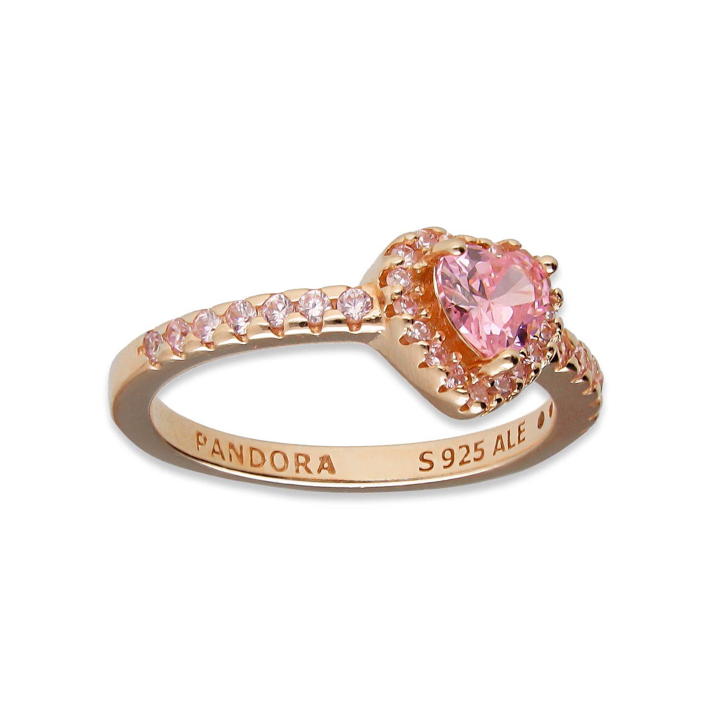 LPAD096 Anillo Pand Rosa Solitario Corazón Pavé Plata .925 Taxco Gro