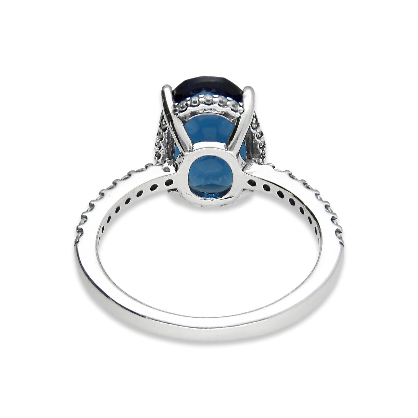 LPAD098 Anillo Pand Solitario Zafiro Oval Azul Marino Plata .925 Taxco Gro