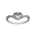 LPAD104 Anillo Pand Corazón Espiral Pavé Blanco Plata .925 Taxco Gro