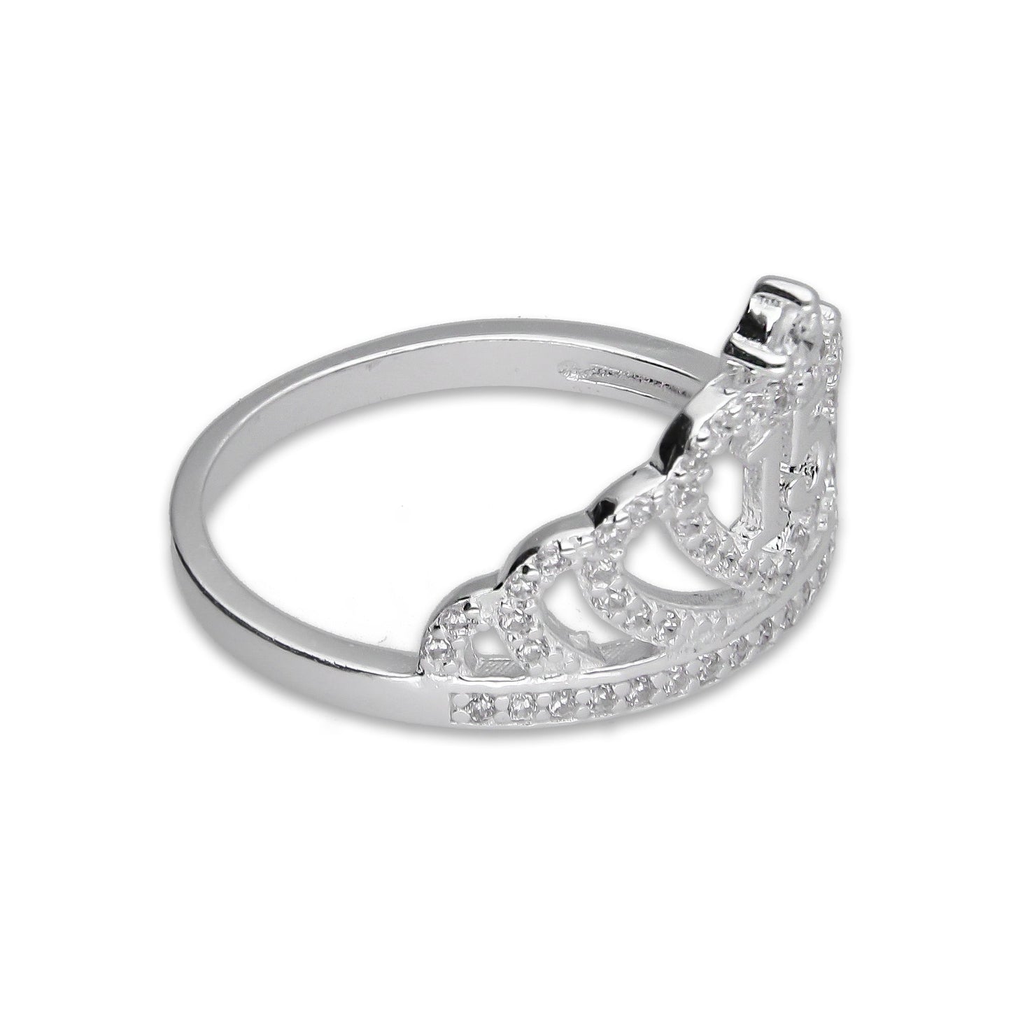 LPAD111 Anillo para Dama Mod Corona XV Años Corazón con Zirconia en Plata .925 Taxco Gro