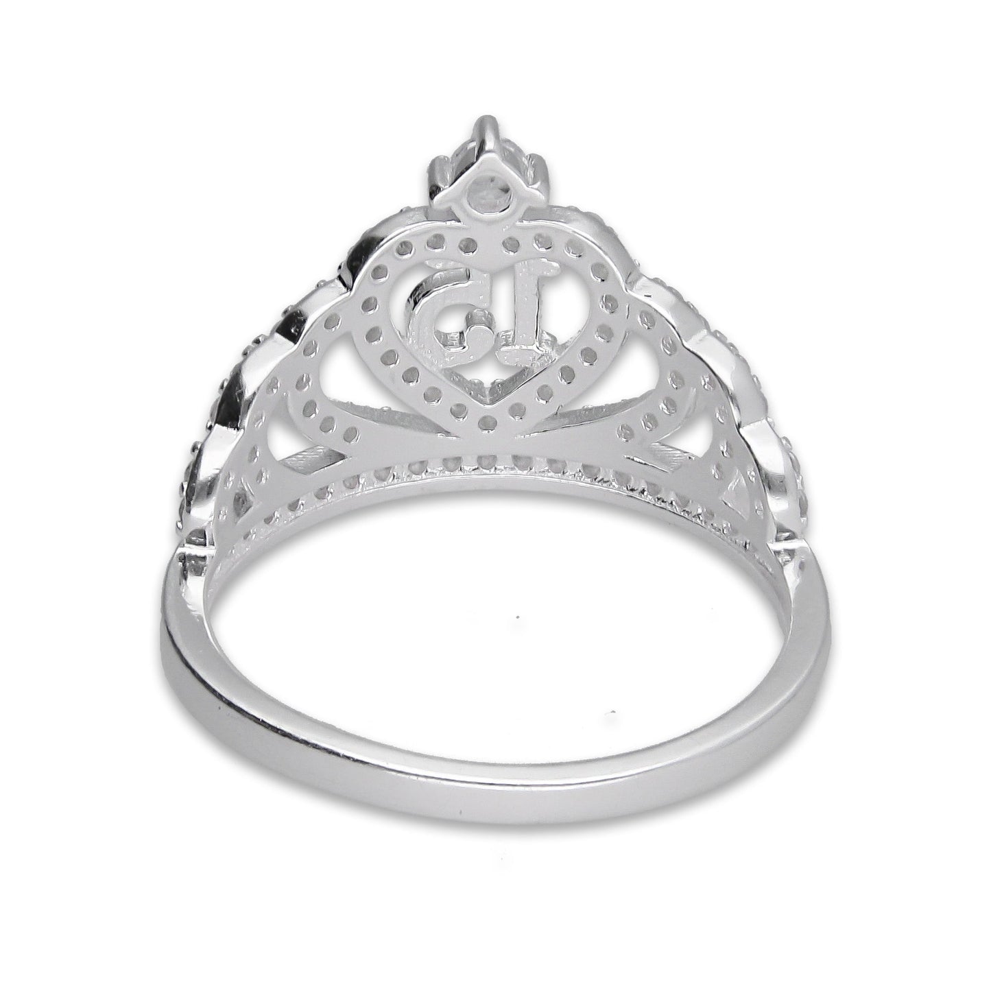 LPAD111 Anillo para Dama Mod Corona XV Años Corazón con Zirconia en Plata .925 Taxco Gro