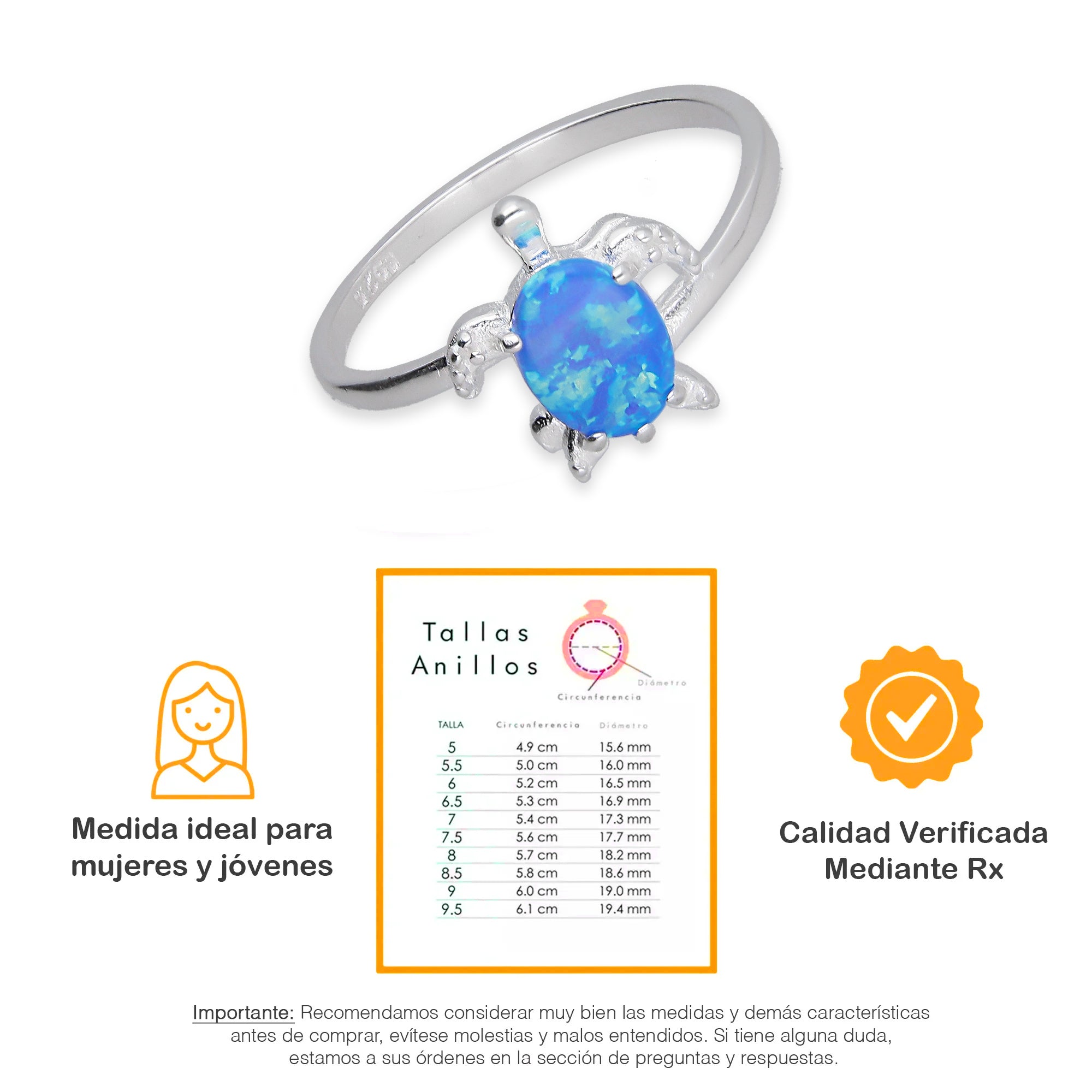LPAD113 Anillo para Dama Mod Tortuga Ópalo Azul en Plata .925 Taxco Gro