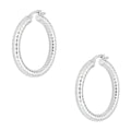 LPADI034 Arracada Diamantada Tubo Grueso Redondo Panal 5 mm 3.6 cm de Diámetro en Plata .925 5385002200