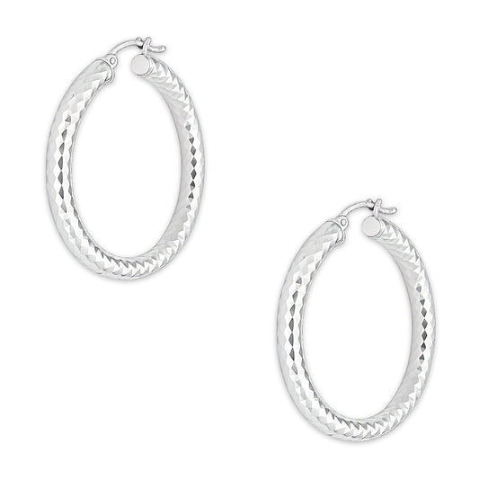 LPADI034 Arracada Diamantada Tubo Grueso Redondo Panal 5 mm 3.6 cm de Diámetro en Plata .925 5385002200