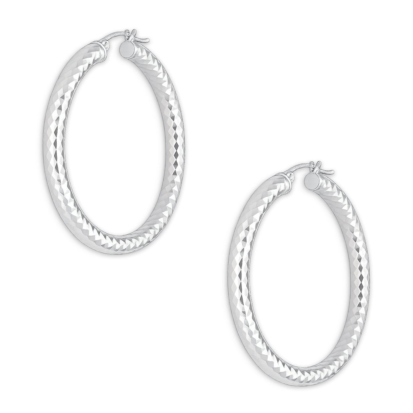 LPADI035 Arracada Diamantada Tubo Grueso Redondo Panal 5 mm 4.7 cm de Diámetro en Plata .925 2948047525