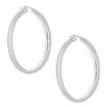 LPADI037 Arracada Diamantada Tubo Grueso Media Caña Panal 4 mm 5 cm de Diámetro en Plata .925 2948059561