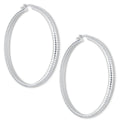 LPADI038 Arracada Diamantada Tubo Grueso Media Caña Panal 4 mm 6 cm de Diámetro en Plata .925 2948095669