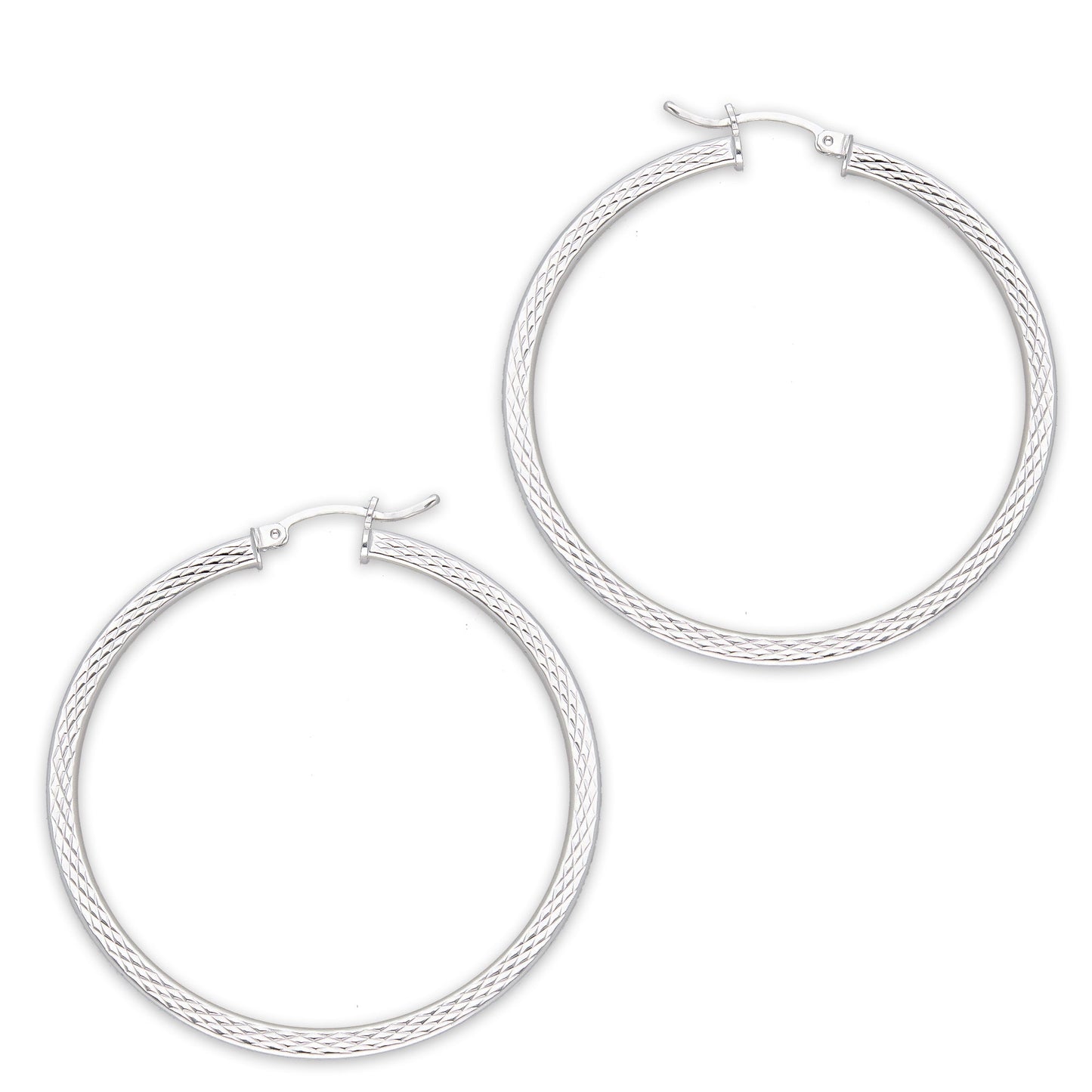 LPADI039 Arracada Diamantada Tubo Grueso Cuadrado Radial 3 mm 5 cm de Diámetro en Plata .925 5385002204